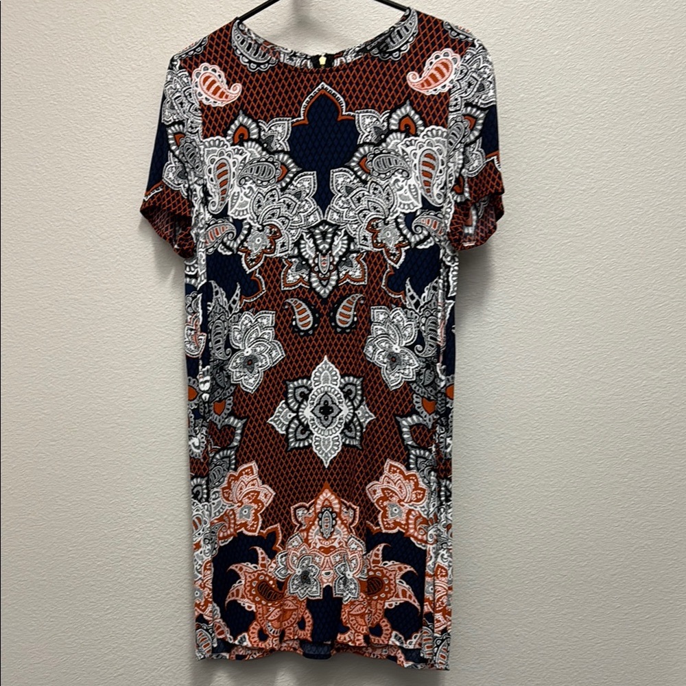 Patterned Short Sleeve Dress
